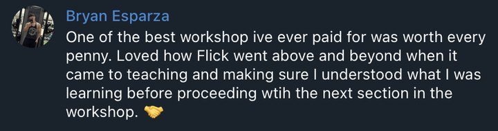 Member Bryan: one of the best workshops I have ever paid for, worth every penny