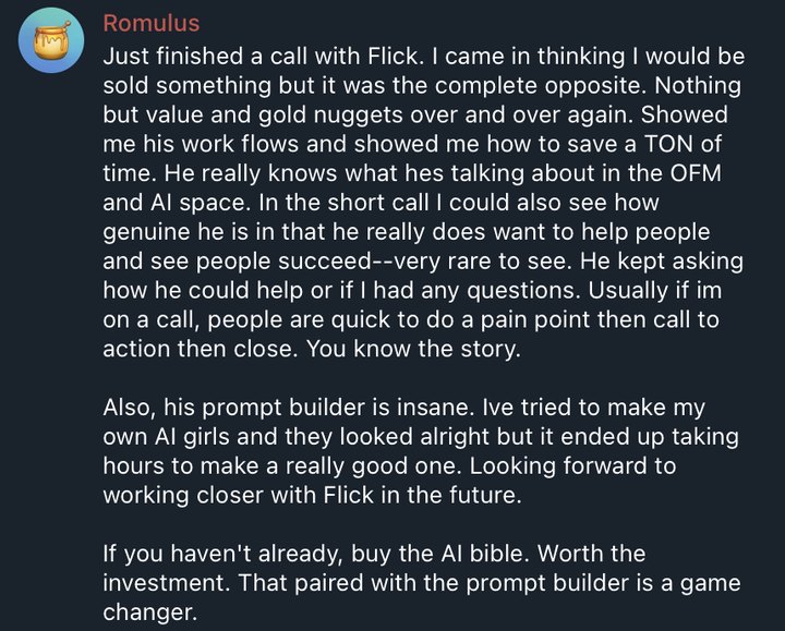 Member Romulus review: nothing but value on the call, the prompt builder is insane, worth the investment